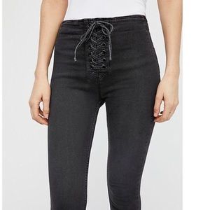 BLUE denim tie up skinny jean